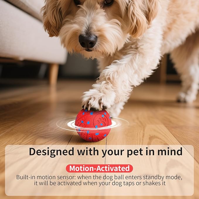 Smart Interactive Dog Toys, Activated Moving, Bouncing, Rotating Ball for Medium/Large Dogs, Motion-Activated Dog Ball to Keep Them Busy, IP54 Waterproof & E-TPU, Fun & Engaging Dog Gift