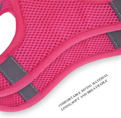 Step in Dog Harness and Leash Set, Flower Adjustable Easy Walk Puppy Harnesses, Soft Mesh Pet Vest Harness Small Size Dog Adjustable No Pull Dog Harness for Small Dogs and Cats(Rose red, XS)