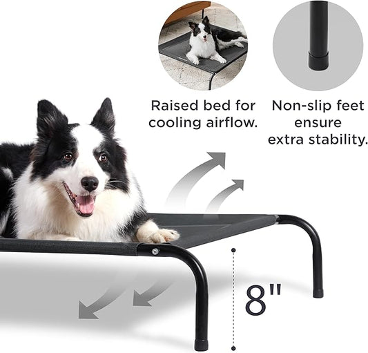 Bedsure Medium Elevated Outdoor Dog Bed - Raised Dog Cots Beds for Medium Dogs, Portable Indoor & Outdoor Pet Hammock Bed with Skid-Resistant Feet, Frame with Breathable Mesh
