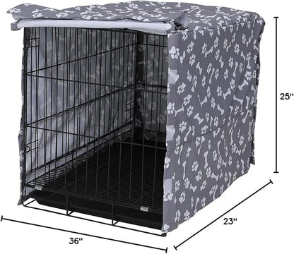 Dog Crate Cover for Wire Crates, Fits Most 36" inch Dog Crates. Easy to Put On, Take Off, and Adjust - Cover only - Sky Gray -3 Inch