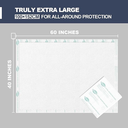 Heavy Duty Underpads 40"X60" Super Sized Chucks Pads 270 Grams Disposable Bed Pads with Strength Cloth Backing Extra Absorption Pads for Incontinence (100X152CM, 15 Count, Discreet Packaging)