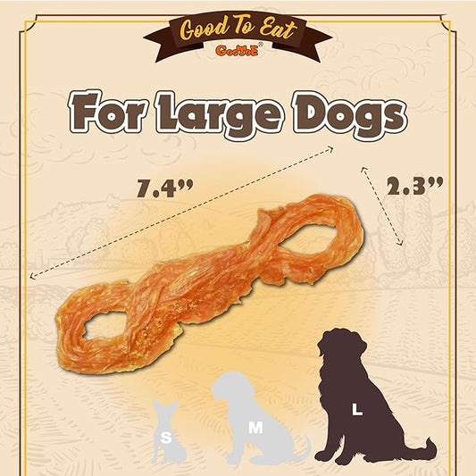 Gootoe Turkey Tendon Dog Treats, Rope (L) 3.53 oz, USA-Sourced Turkey Tendon, Natural Snack, Premium Puppy Chews, Hypoallergenic, Reseal Value Bags, Size for Large Dogs (Pack of 2)