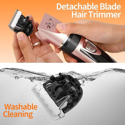 Aovdy Dog Clippers Grooming Kit Dog Shaver Clippers Hair and Paw Electric Cleaning Hair Clippers Set for Dogs Cats Rabbit (Rose Gold, Scissor Set+Foot Shaving Blade)