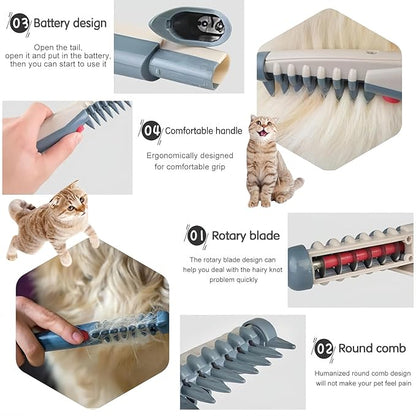 Cat Brush for Shedding - Electric Adjustable Dogs Comb, Comb and Trim 2-In-1 Pet Hair Removal Tool, Suitable for Detangling Tangled Hair on Cats and Dogs (2 Pcs)