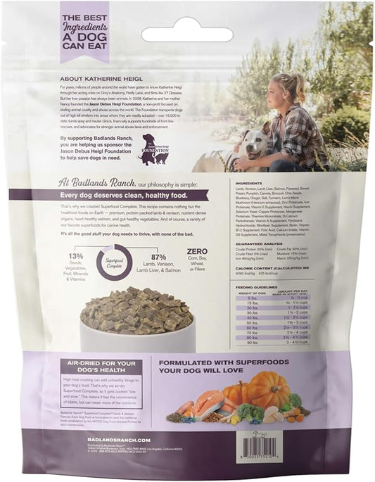 Superfood Complete, Air-Dried Adult Dog Food - High Protein, Zero Fillers, Superfood Nutrition by Katherine Heigl (24 oz., Lamb & Venison)
