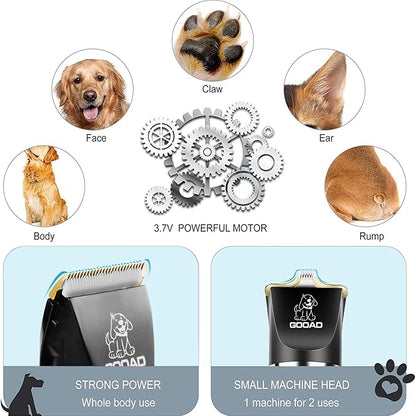 Dog Clippers Grooming Kit and Paw Trimmer,Cordless,Low Noise, Electric Quiet,Rechargeable, Dog Trimmer Grooming, Pet Hair Clippers for Thick Coats,Shaver for Small and Large Dogs Cats(Black)