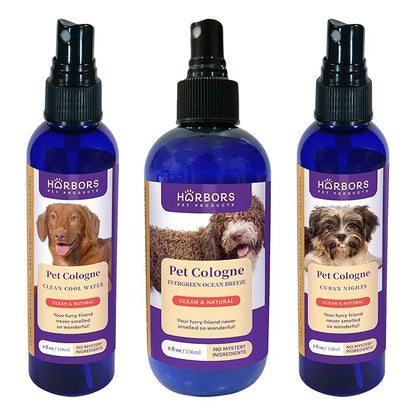Harbors Pet Cologne Bundle - Clean Cool Water, Evergreen Ocean Breeze, and Cuban Nights