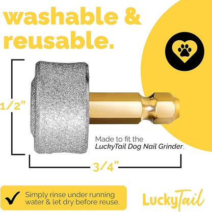 LuckyTail - Dog Nail Grinder - Hard & Soft Replacement Heads - Small & Large Dogs - Premium Quality - Diamond Tip Drill Bit - Professional Dog Nail Trimmers - Grooming Tool kit - 2 Pack