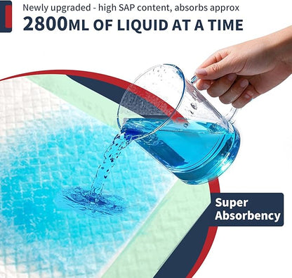 Extra Large Bed Pads with Adhesive Strips 40'' X 36'' Disposable Underpads for Incontinence (30 Pads) Ultra-Absorbent & Leak-Proof Chucks Pads for Adults, Elderly and Kids