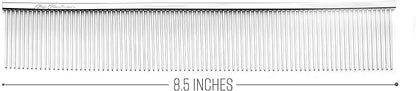 Chris Christensen 505 8.5 in. Coarse Poodle-Style Butter Comb, Groom Like a Professional, Rounded Corners Prevent Friction and Breakage, Solid Brass Spin with Steel Teeth, Chrome Finish.
