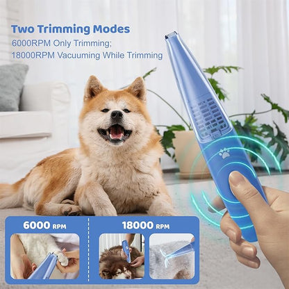 Dog Cat Home Hair Clipper Vacuum Portable Electric USB Rechargeable Pet Grooming Tools,Blue