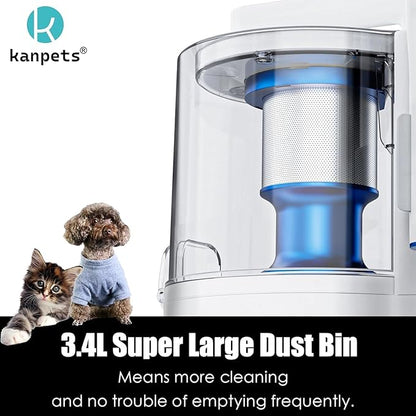 Pet Grooming Kit with 3.4L Oversized Vacuum Suction - 99% Pet Hair Removal - Professional Dog Clippers & Shedding Tools for Cats, Teddy, Poodle, Golden Retrievers (Metallic White)