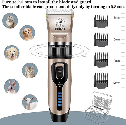 Dog Clippers for Grooming,Dog Grooming Kit for Heavy Thick Hair&Coats/Low Noise Rechargeable Cordless Hair Trimmer/Pet Shaver with Paw Trimmer for Small & Large Dogs Cats