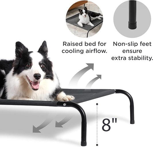 Bedsure Large Elevated/Raised Pet Cots Bed with Skid-Resistant Feet for Large Dogs, Hammock, Indoor & Outdoor, Portable, Frame with Breathable Mesh