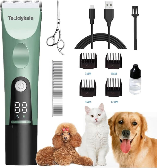 Dog Clippers 33 Tooth Blade, Adopting Sheep Shears Standards Dog Hair Trimmer, 2200mAh Rechargeable Cat Hair Clipper,Professional Pet Hair Clipper for Dogs Cats Animals (Green)