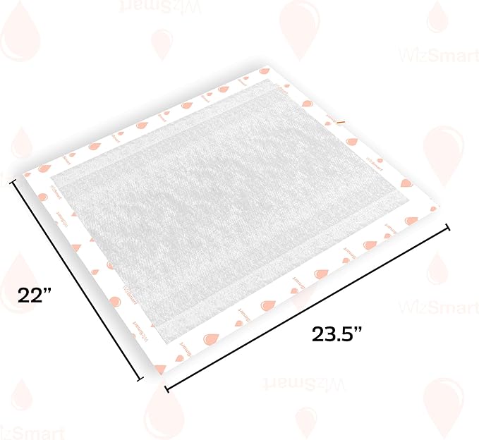 WizSmart Heavyweight Dog Pads – Absorbent, Leak-Proof Pet Training Pads with Stay Put Tabs – Indoor & Outdoor Use for Small Dogs, Crates, Travel – Eco Friendly Upcycled Materials, 50 Count