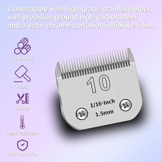 Dog Grooming Clipper Replacement Blades, Compatible with Ainds, Oster A5, Wahl Km10 and Other Series Clippers (10#|1Pack)