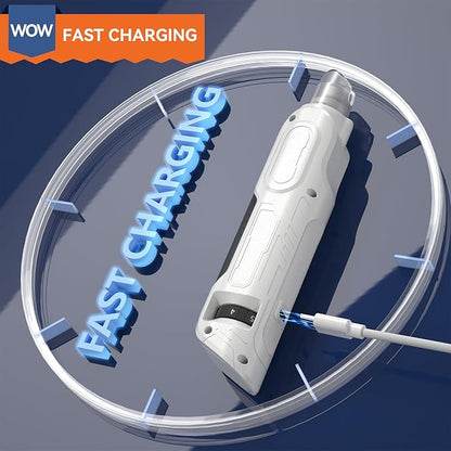 Dog Nail Grinder, 6-Speed Dog Nail Trimmer with 2 LED Lights, Pet Nail Grinder Quiet for Large Medium Small Puppy Dogs/Cats,Rechargeable Electric Dog Nail File with Dust Cap - White
