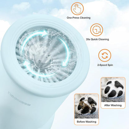 DOGNESS Automatic Dog Paw Cleaner, Rechargeable Paw Washer for Dogs Portable Electric Paw Cleaner Cup for Small to Medium Dogs (Light Blue)
