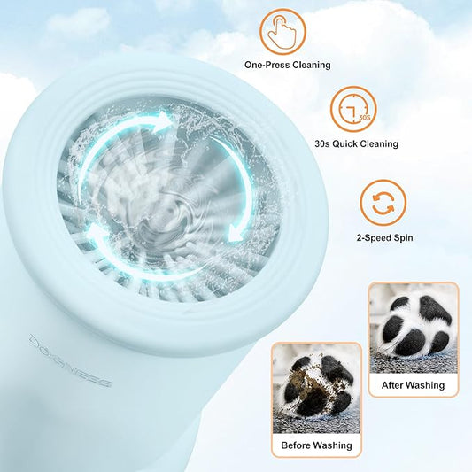 DOGNESS Automatic Dog Paw Cleaner, Rechargeable Paw Washer for Dogs Portable Electric Paw Cleaner Cup for Small to Medium Dogs (Light Blue)