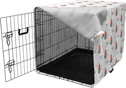 Lunarable Sail Boat Dog Crate Cover, Abstract Boat Waves Cartoon Drawing Style Geometric Pattern, Easy to Use Pet Kennel Cover for Cats & Medium Dogs, 24 Inch, Salmon Black Grey