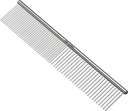 Andis 65730 Stainless-Steel Comb for Knots, Mats & Loose Hair Removal - Effective Dematting Tool, Comfortable, Lightweight, Portable & Safe for Dogs, Cats & Pets – Silver, 7-1/2-Inch