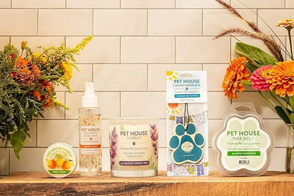 Pet House Candles for Pet Odor Natural, Plant-Based Soy Candle, Clean Burning, Long Lasting, Pet Friendly Candle for Home, Silver & Gold