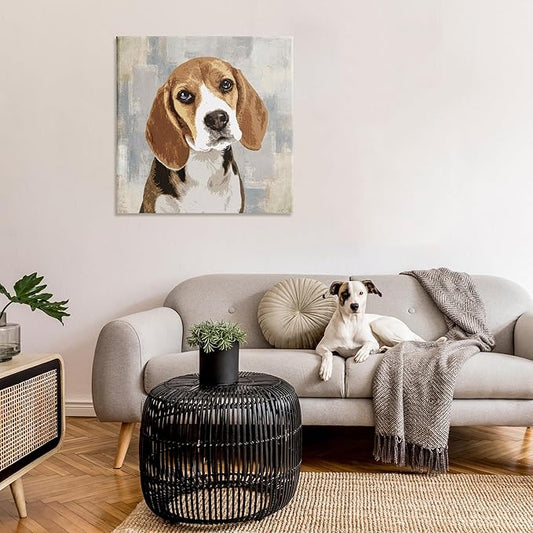Stupell Industries Dog Beagle Patiently Waiting Abstract Backdrop Pet Collage, Design by Keri Rodgers
