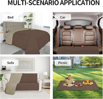 Easy-Going Waterproof Dog Bed Cover Reversible Leak Proof Pet Blanket Replacement Mat for Furniture Washable Couch Cover Sofa Cover for Dogs Cat(40x50 Inch, Brown/Beige)