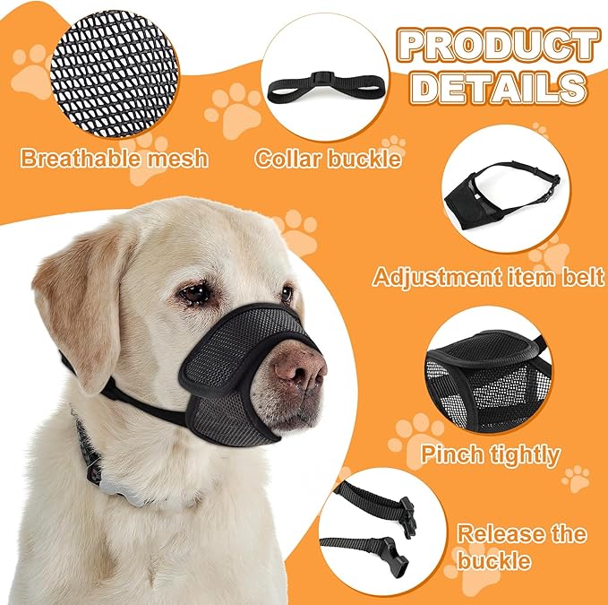 Dog Muzzle, Soft Mesh Muzzle for Small Medium Large Dogs,Chihuahua German Shepherd Bulldog,Breathable and Drinkable Muzzle Cover, Adjustable Anti-Fall Bite Barking Chewing Muzzle (Medium)