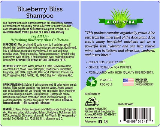 Espree Blueberry Bliss Shampoo for Dogs - Made with Organic Aloe Vera - Forumated for Deep Cleaning - 1 Gallon