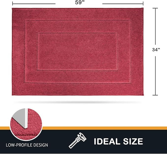 PURRUGS Dirt Trapper Door Mat 34" x 59.5", Non-Slip/Skid Machine Washable Entryway Area Rug, Dog Door Mat, Super Absorbent Welcome Mat for Muddy Wet Shoes and Paws, Burgundy Red