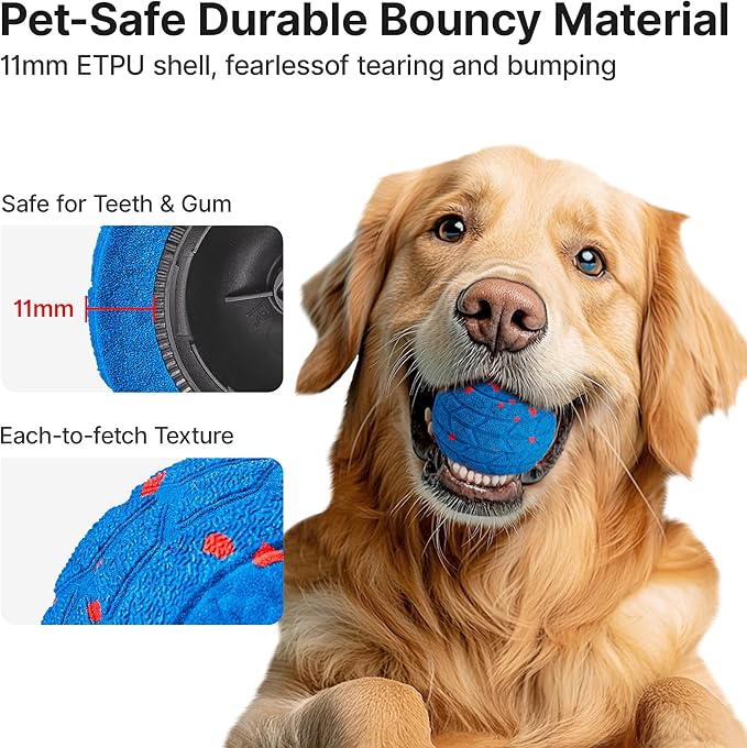 Potaroma Dog Ball Toys, Interactive Motion Activated 3 Mode Automatic Bouncing Ball Toys Durable E-TPU Material for Medium/Large Dogs, USB Rechargeable 3.2 Inches