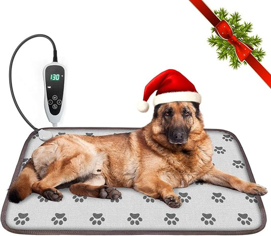 Large Dog Heating Pad 34x21in Waterproof Pet Heating Pad for Dogs Smart Thermostat Switch, Whelping Supplies Heated Dog Bed,Adding Wire Rope Wires Puppy Heating Pad Mat-Whelping Box for Dogs