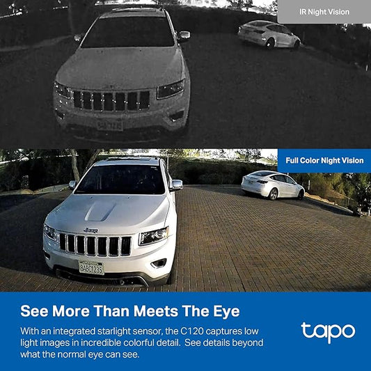 Tapo by TP-Link 2K QHD Security Camera Indoor/Outdoor, 2024 PCMag Editor's Choice, Color Night Vision, Free Person/Pet/Vehicle Detection, Baby Monitor, Local/Cloud Storage, IP66, Dual-Spotlight(C120)