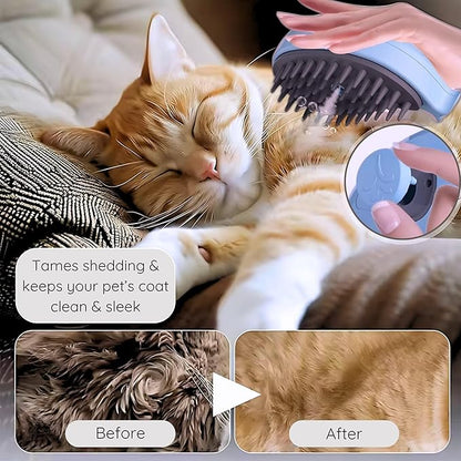 Self-Cleaning Deshedding Brush with Steam for Cats and Dogs - Silicone Whale Model for Grooming Loose Hair (Baby Blue and Pink)