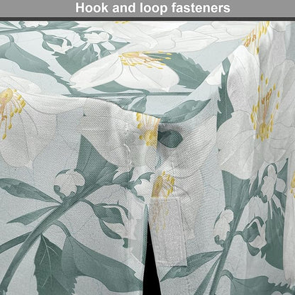 Lunarable Jasmine Dog Crate Cover, Delicate Pointy Petals Flower in Muted Tones, Easy to Use Pet Kennel Cover for Cats & Medium Dogs, 24 Inch, Pale Teal Pale Blue