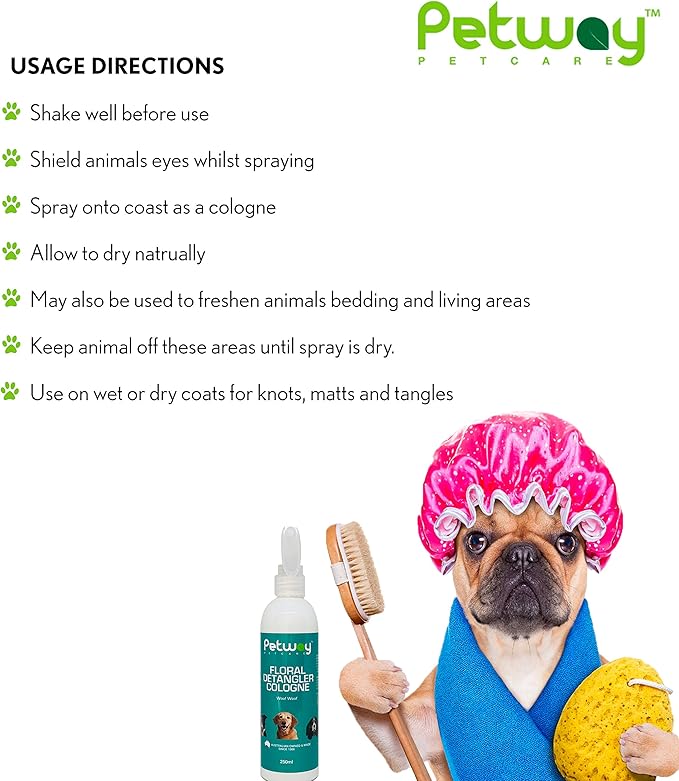 Petcare Floral Detangler Cologne for Dogs, Detangling and Dematting Spray with Deodorizing Qualities for Added Shine and Luster to The Coat, Dog Grooming Detangler Conditioner Spray, 250ml