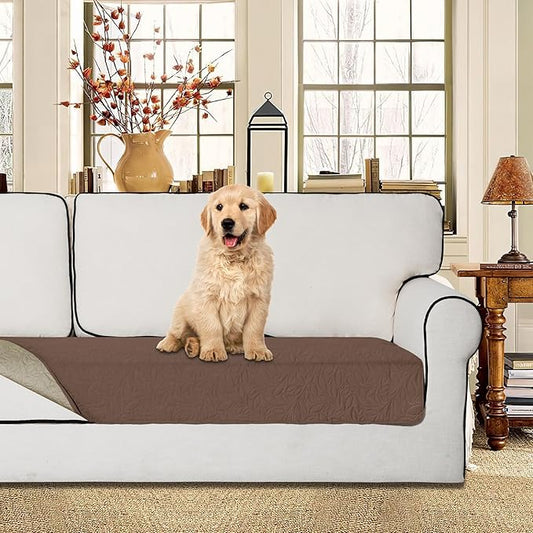 Easy-Going Waterproof Dog Bed Cover Reversible Leak Proof Pet Blanket Replacement Mat for Furniture Washable Couch Cover Sofa Cover for Dogs Cat(30x70 Inch, Brown/Beige)