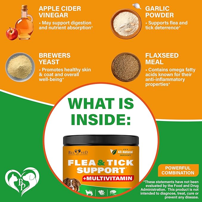 Flea and Tick Prevention Chewable Pills for Dogs - Revolution Oral Flea Treatment for Pets & Complex Multivitamin -Natural Pest Control & Defense Chews - Small Tablets Made in USA (10 Oz)