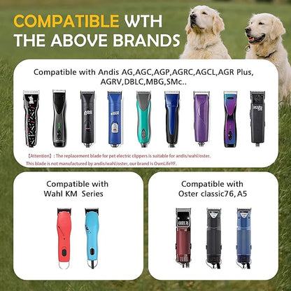 Detachable Steel Pet Dog Clipper Blades, Size-7FC, Compatible with Andis Cut Length 1/8"