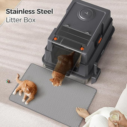 XXXL Stainless Steel Litter Box with Lid,28" L x 20.5" W x 16.5" H Extra Large Cat Litter Box Enclosure for Large and Multi-Cats Families,Non-Sticky, Anti-Leakage, Easy to Clean(Dark Blue)