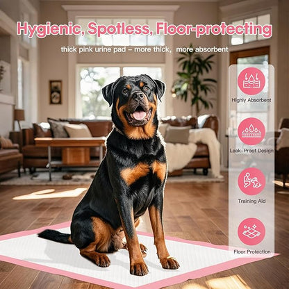BinetGo Pink Disposable Pee Pads for Dogs, 25 Count 24” x 35.5” X-Large Wee Wee Pads for Dogs Urine, Extra Absorbent Unscented Puppy Pads, Pet Training Pad for Dog, Pink Doggy Pee Pads for Indoors