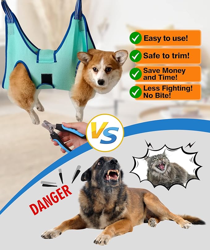Dog Grooming Hammock, 2023 New Edition Extra Small Dog Hanging Harness Holder for Nail Clipping,Dog Nail Trimming Hammock,Dog Grooming Sling Dog Grooming Restraint Bag with Wide Strap Sewed