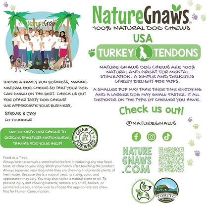Nature Gnaws USA Turkey Tendons for Dogs (4oz) - Delicious Grain Free Reward Snack for Small, Medium & Large Breeds - Premium Natural Dog Chew Treats