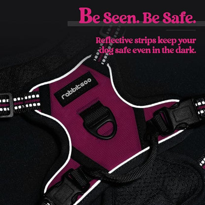 rabbitgoo Dog Harness No Pull with 2 Leash Clips, Adjustable Soft Padded, Reflective Oxford No Choke Pet Vest with Easy Control Handle for Puppy, Hot Pink, XS