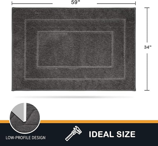 PURRUGS Dirt Trapper Door Mat 34" x 59.5", Non-Slip/Skid Machine Washable Entryway Area Rug, Dog Door Mat, Super Absorbent Welcome Mat for Muddy Wet Shoes and Paws, Grey
