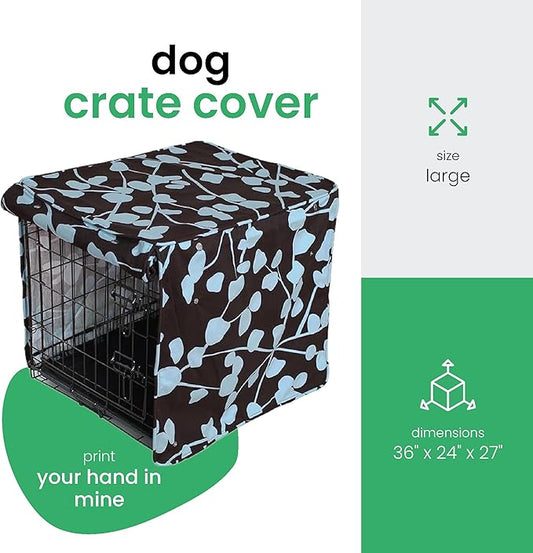 Molly Mutt Your Hand in Mine Dog Crate Cover, 100% Cotton Canvas Cover with 2 Roll-Up Panels, Ideal for Dog or Cat Crate, Durable, Washable, and Free of Harmful Chemicals, 36" x 24" x 27"
