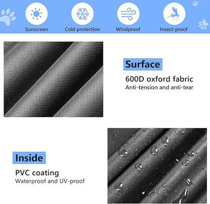 Dog Crate Cover, 600D Oxford Kennel Kennel Covers with Waterproof, Windproof, Breathable Mesh, Storage Pocket, 48 Inch, Cage Covers for Cat Large Dog
