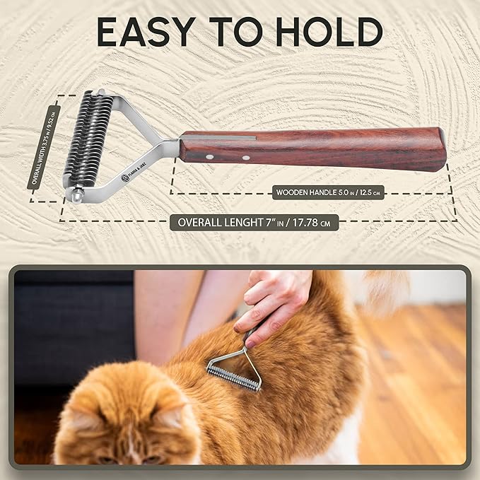 Flamia & Jabz Undercoat Rake for Dogs & Cats, Dematting Grooming Stripper Tool (24 Blades)